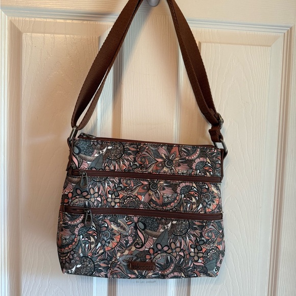 Sakroots Handbags - SAKROOTS Women's Floral Crossbody Bag - Brown and Pink